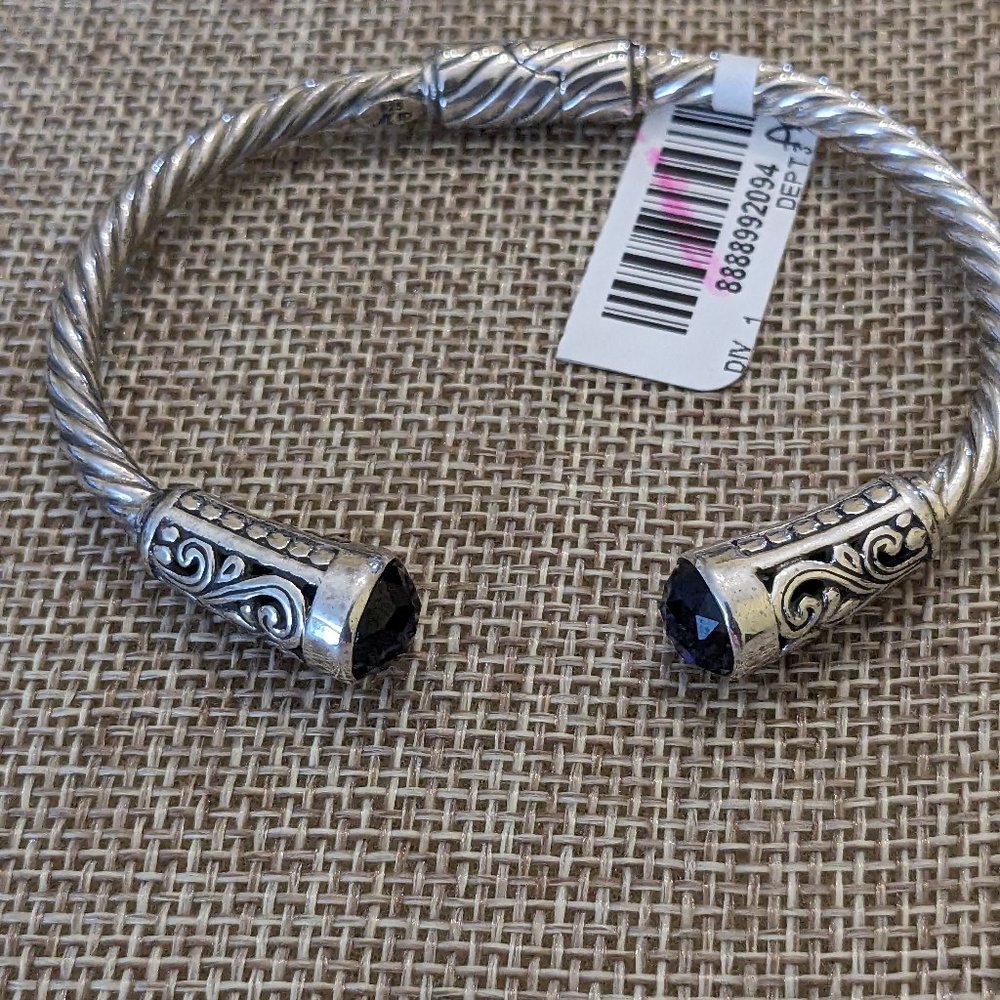 Bali Designs Sterling Silver Blue Topaz hinge Bracelet New